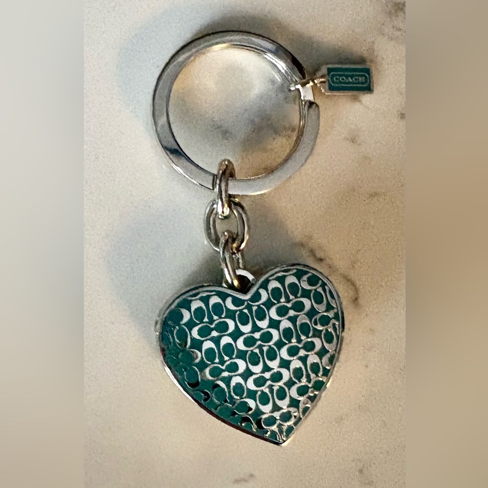 Coach Signature C Locket Heart Keychain/Bag Charm. EUC.